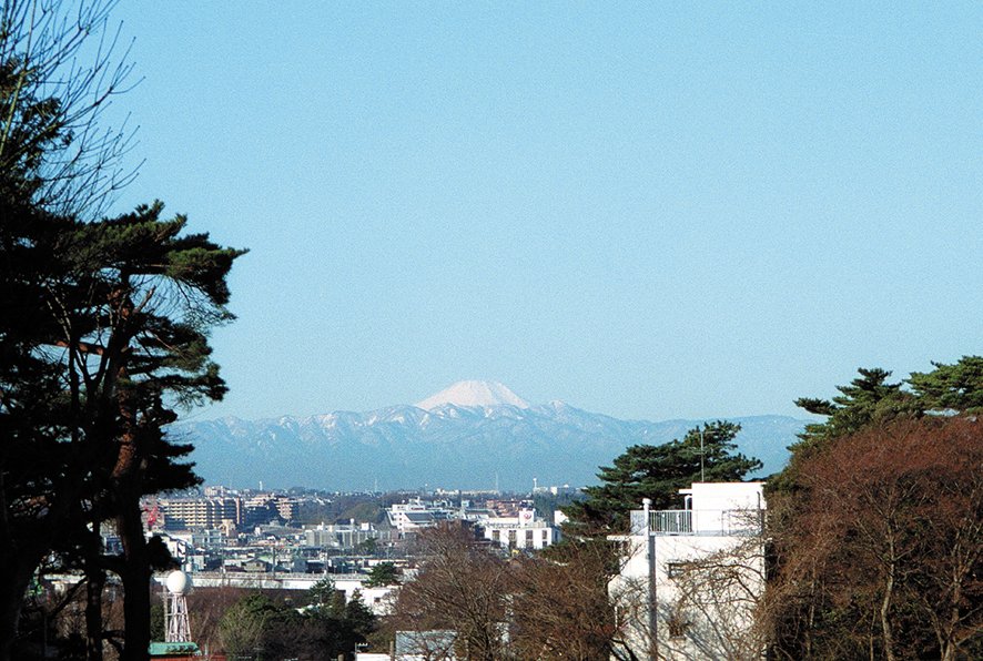 富士見橋より見た富士山の見える眺望（上野毛）
